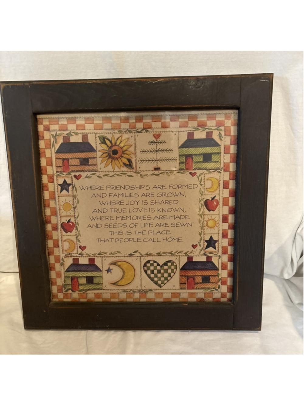 Vntg Framed 80s “Country Americana” Cottage Decor Friendship Poem 1163